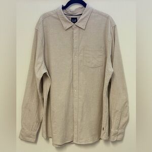 3/$18 GAP Long Sleeves Men's XXL Casual Button Up Shirt Light Grey